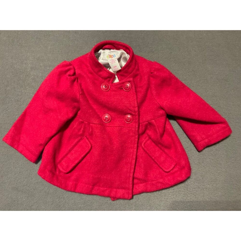 Circo Red Double Breasted Pea Coat Toddlers 12 Months Front Pockets Winter Wear